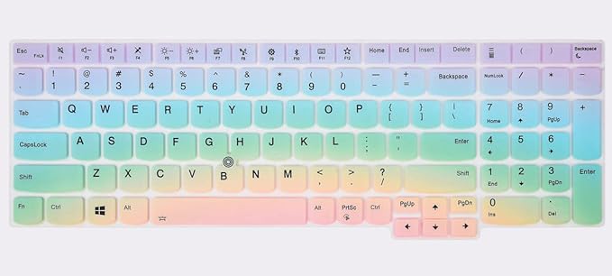 Keyboard Cover for Lenovo ThinkPad E15 Gen 4/3/2 E580 E590 E595, ThinkPad L15 Gen 2/1 L580 L590, ThinkPad T15 T15p P51s P52 P52s P53 P72 P73 T570 T575 T580 T590(NOT for P51 T560 T550) -Colorful