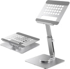 GuaziV 360° Rotating Tablet Stand - Adjustable iPad Tablet Holder for Desk, Foldable iPad Swivel Stand for Home & Office (Sleek Silver)