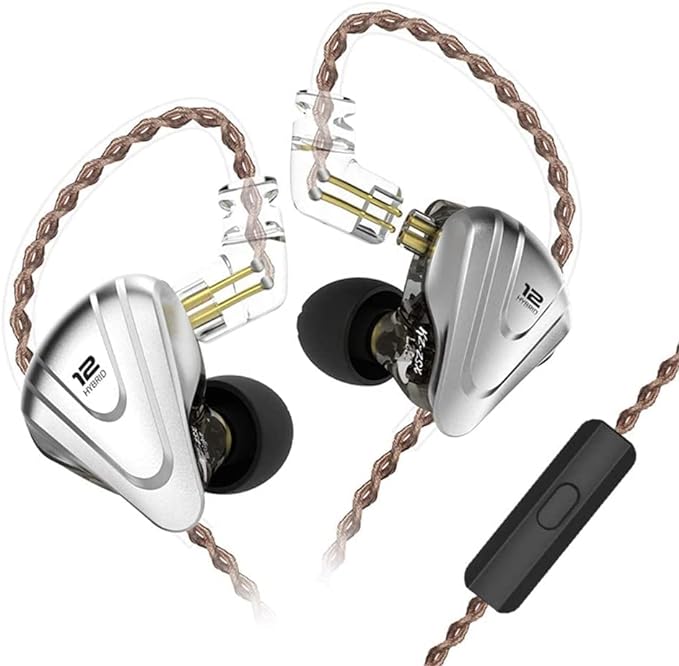 KZ Wired Earbuds ZSX in-Ear Headphones with Dynamic Crystal-Clear Sound and Ergonomic Custom-Fit Earpieces (S/M/L), 3.5mm Jack for Phones and Laptops(with Mic,Black)