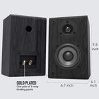LONPOO Passive Bookshelf Speakers, 75W x 2 Classic Wooden Near Field Monitors with 4-Inch Carbon Fiber Woofer &1-Inch Silk Domed Tweeter 2-Way Loudspeakers,Amplifier Required (Not Inlcuded)