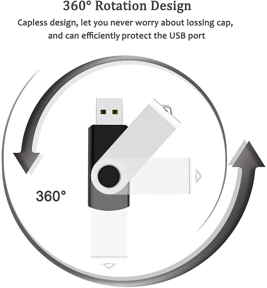 3 Pack 32GB USB Flash Drive with Type C Adapter and Storage Box USB 2.0 High Speed Metal Pen Drive 360° Rotatable Storage Memory Stick for Phone/Pad/PC/Laptop/Android - Black(3-Pack 32GB)