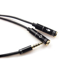 REXUS Black 3.5mm Y Splitter Stereo Audio Cable 4-Pole Male to 2 Female for Headphone, Headset Splitter Adapter Extension Aux Cable, Compatible MobilePhone and New Version Laptop(M22F35H)