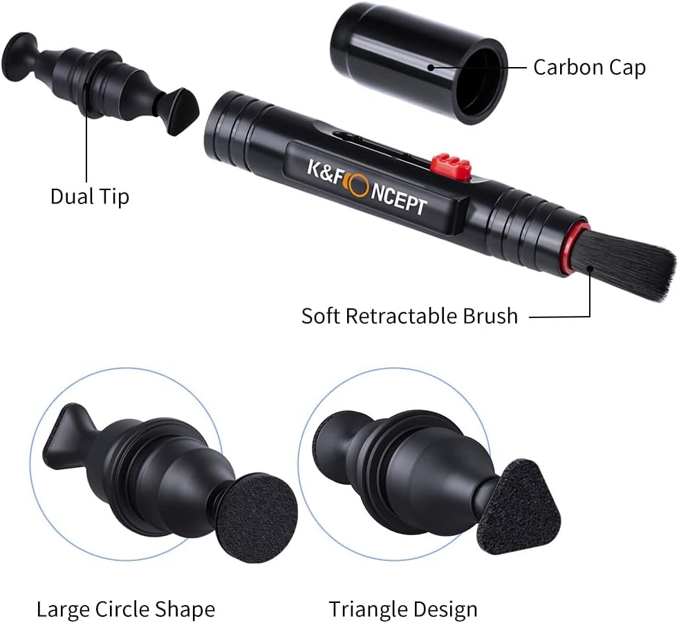 K&F CONCEPT Professional Lens Cleaning Kit for DSLR & Mirrorless Cameras with APS-C/Full-Frame Sensor Cleaning Swabs/Lens Cleaner/Gloves/Camera Blower/Lens Pen Brush/Microfiber Cloths/Carrying Case