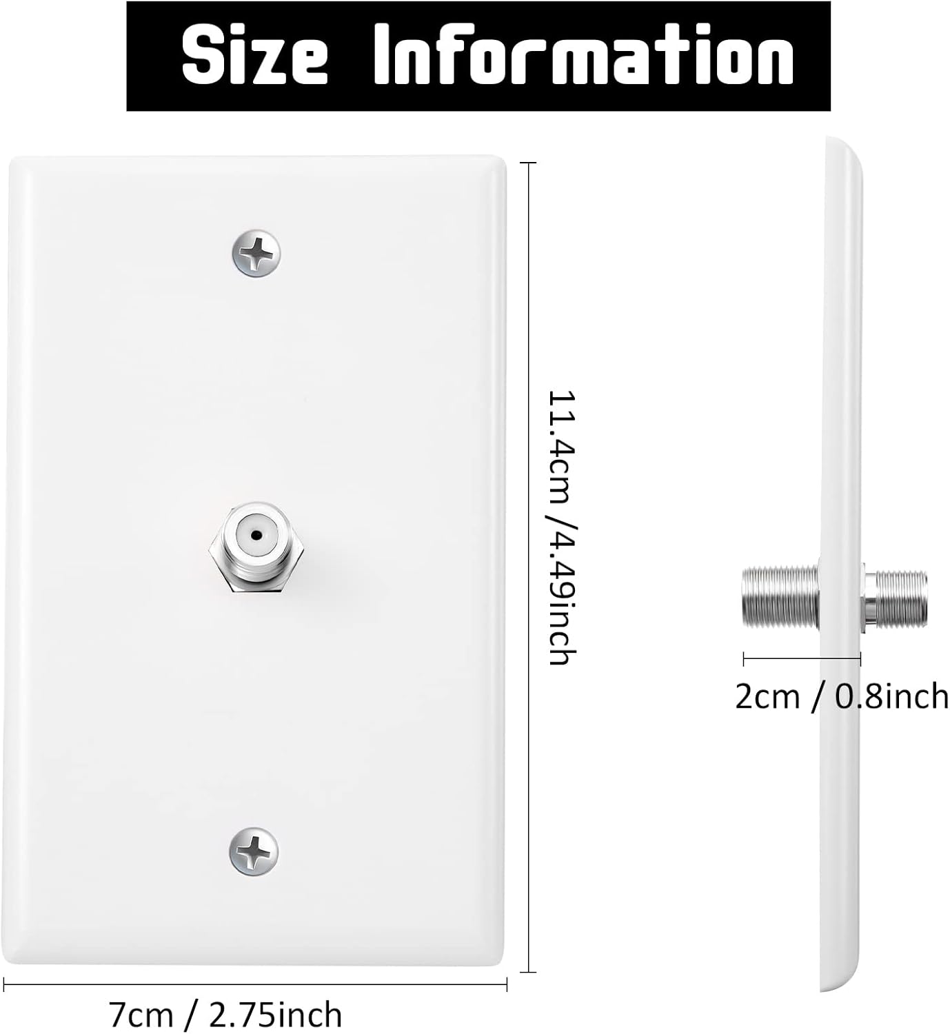 1-Port TV Cable Wall Plate F Connector Wall Plate Coax Wall Plate Video Wall Jack Single Gang Wall Plates (White, 16 Pcs)