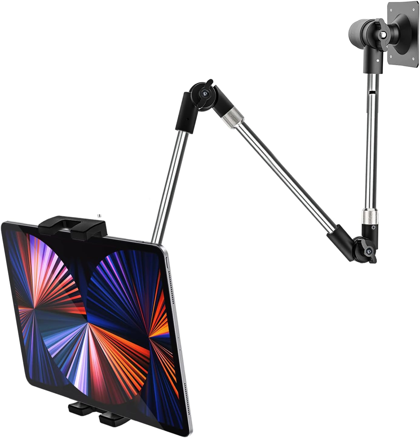 Tablet Wall Mount, 35" Aluminum Alloy Foldable Arm, 360 Degree Angle Adjustable for Kitchen/Desk, Compatible with 4.7-13" Tablet Like iPad Pro, Air, Mini, iPhone, Galaxy, Fire, Switch, Camera, Webcam