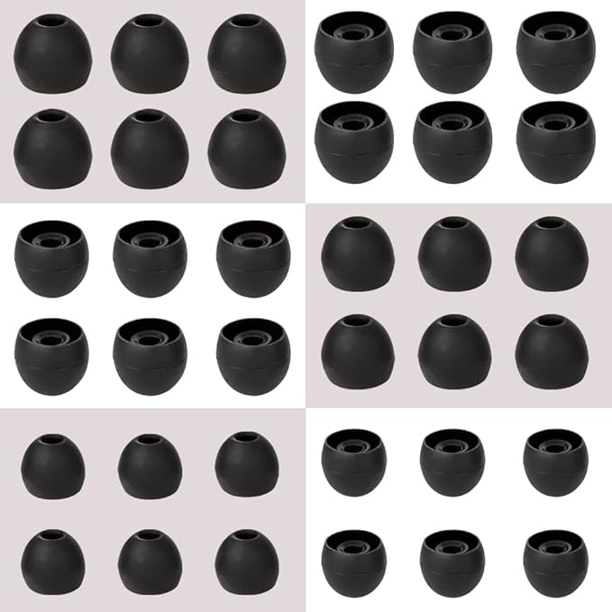 18 Pairs Silicone Earbud Tips Replacement Ear Tips Earbuds Cap for in- Ear Headphones Eartips (Inner Hole from 3.8mm-5.5mm Earphones) Earbud Replacement Tips Ear Buds Tips S M L,Black
