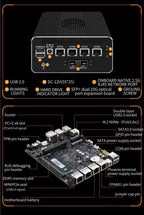 CWWK Intel Alder Lake N100(4C/4T Up to 3.4GHz)/N305(8C/8T Up to 3.8GHz) Dual SFP+10GbE Mini PC|4xIntel I226-V 2.5GbE |DDR5 Memory|PCI-E x4|HDMI+DP+Type-C (10 Gigabit N305, 16G RAM 1TB SSD)