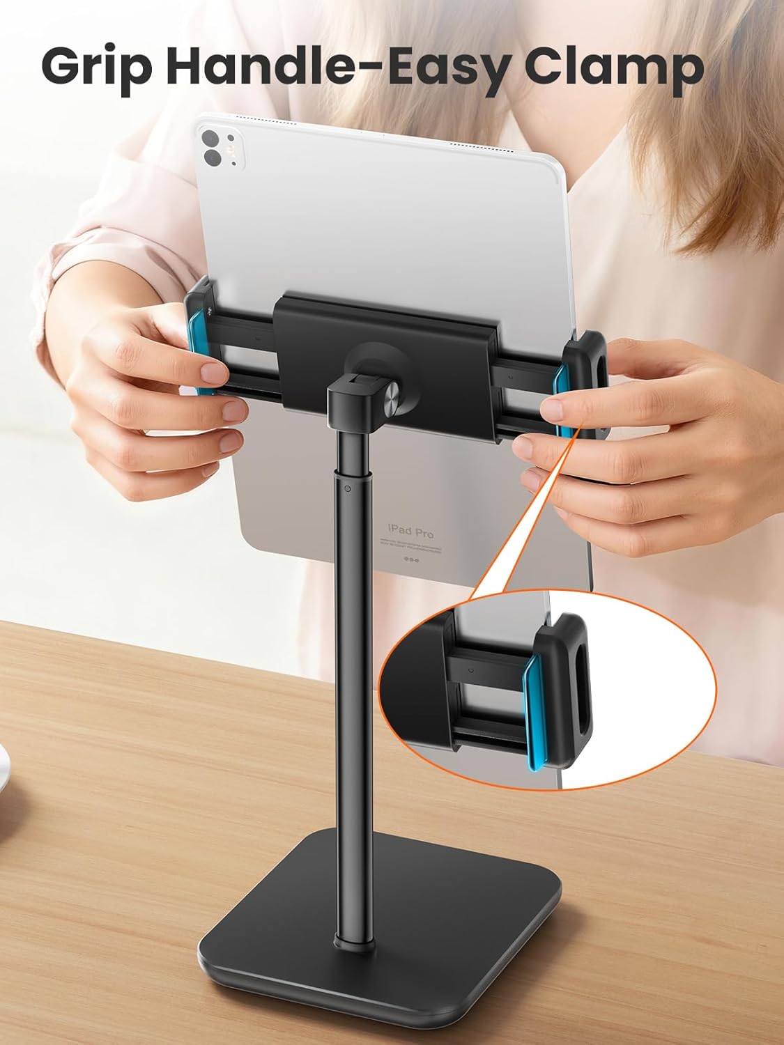 tounee Portable Monitor & Tablet Holder Stand, 4.4lb (2kg) Holding Strength, Height Adjustable Up to 18.11", Ideal for 4.7"-16" Devices (15.6" Portable Monitors, iPad, iPhone, Kindle) - Black