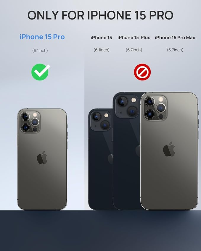 Lanhiem Magnetic for iPhone 15 Pro Case, IP68 Waterproof Dustproof Case, [Compatible with Magsafe] [Built-in Screen Protector] Full Body Heavy Duty Rugged Phone Cover 6.1 inch, Black