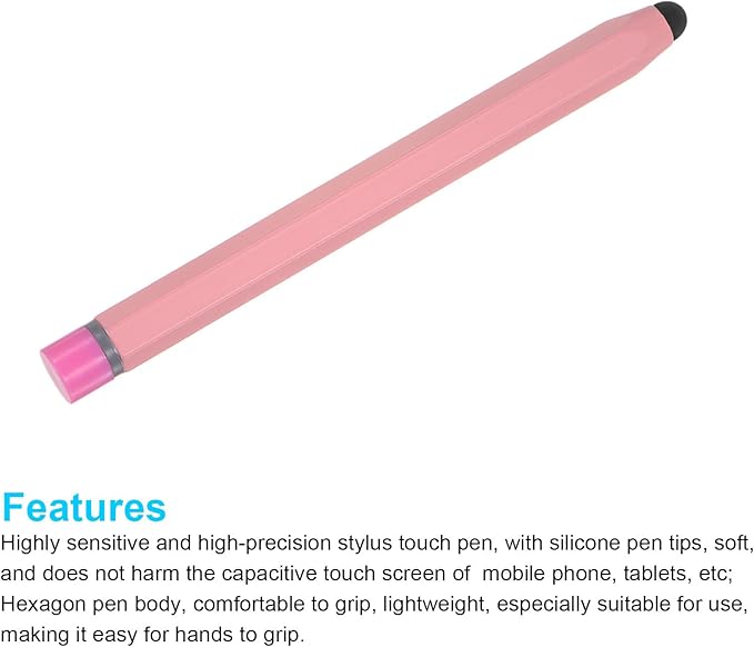 MECCANIXITY 2pcs Stylus Pens for Touch Screens Hexagon Crayon Stylus Pen Universal Capacitive Stylus for All Touch Screen Devices, 4.7" Pink