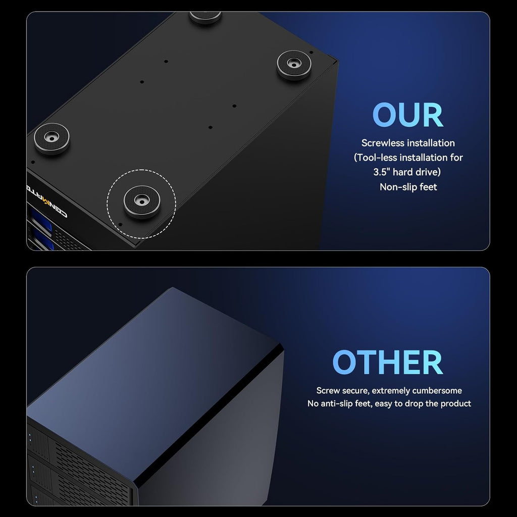 10 Bay Hard Drive Enclosure with Cooling Fan for 2.5/3.5" SATA HDD/SSD with USB A/C 3.0 Cable, 3.5 Hard Drive Enclosure Supports 200TB Capacity, Tool-Free HDD Enclosure, DAS(NO RAID/NAS)