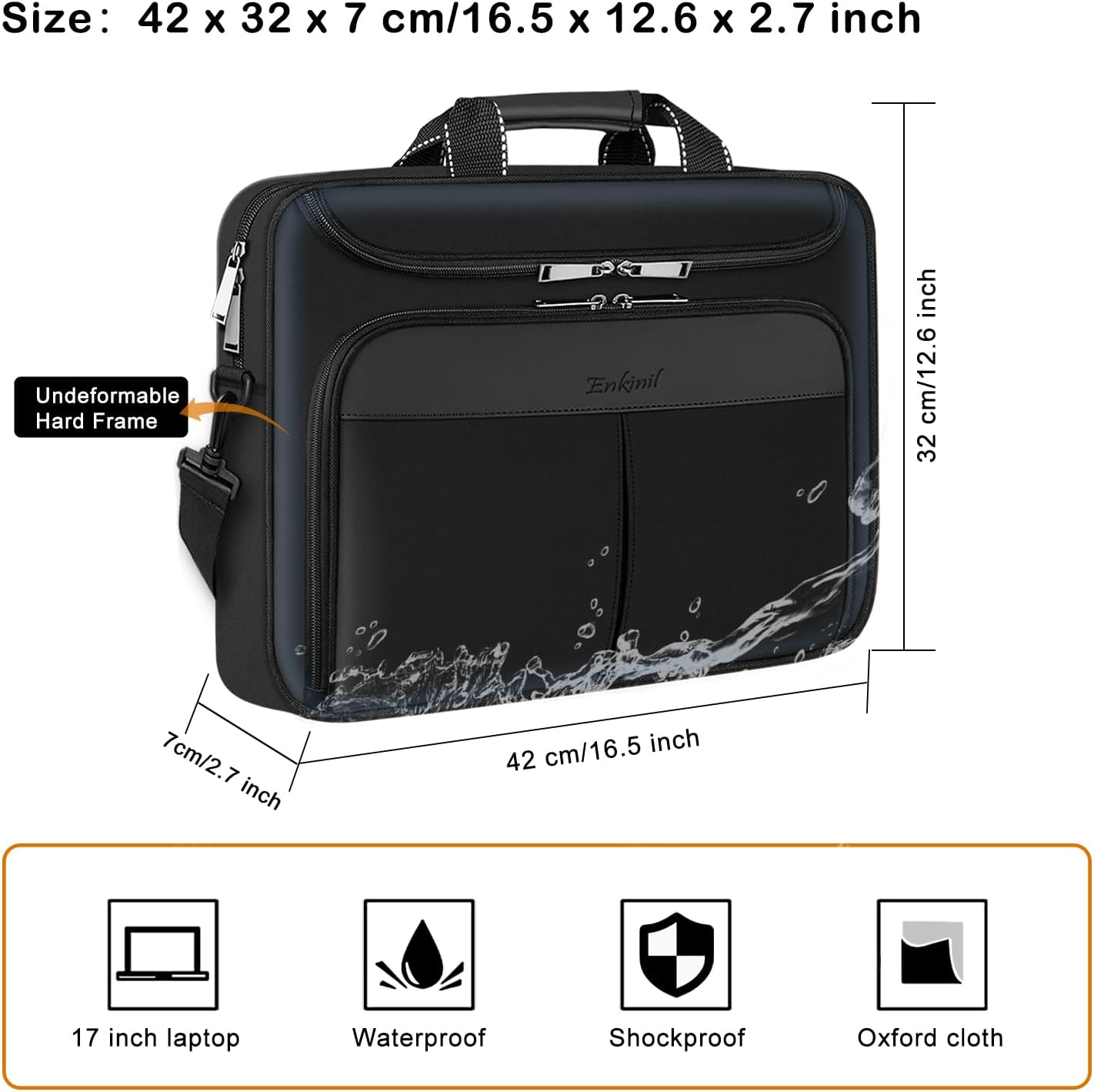 17 inch Waterproof Protective Laptop Messenger Briefcase with Adjustable Shoulder Strap, Men Women Travel/Business Bag Compatible with HP ZBook,ThinkPad,DELL Inspiron