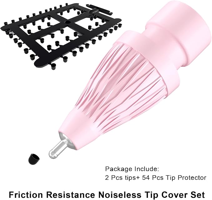 Upgraded Pencil Tips fits for Apple 2nd 1st Gen USB-C iPad Pro Pencil,No Wear Out Fine Point Apple Pen Tip &Noiseless Friction Nib Covers Set, Make iPencil 1 / Pencil 2 Work Like a Charm,Pink