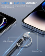 MoKo USB C to Lightning Adapter, Not for Audio/OTG, Lightning Male to USB C Female Adapter for iPhone 14/13/12/11/X Series, iPad/AirPods, Support Charging & Data Sync, with Anti-Lost Loop, Gray