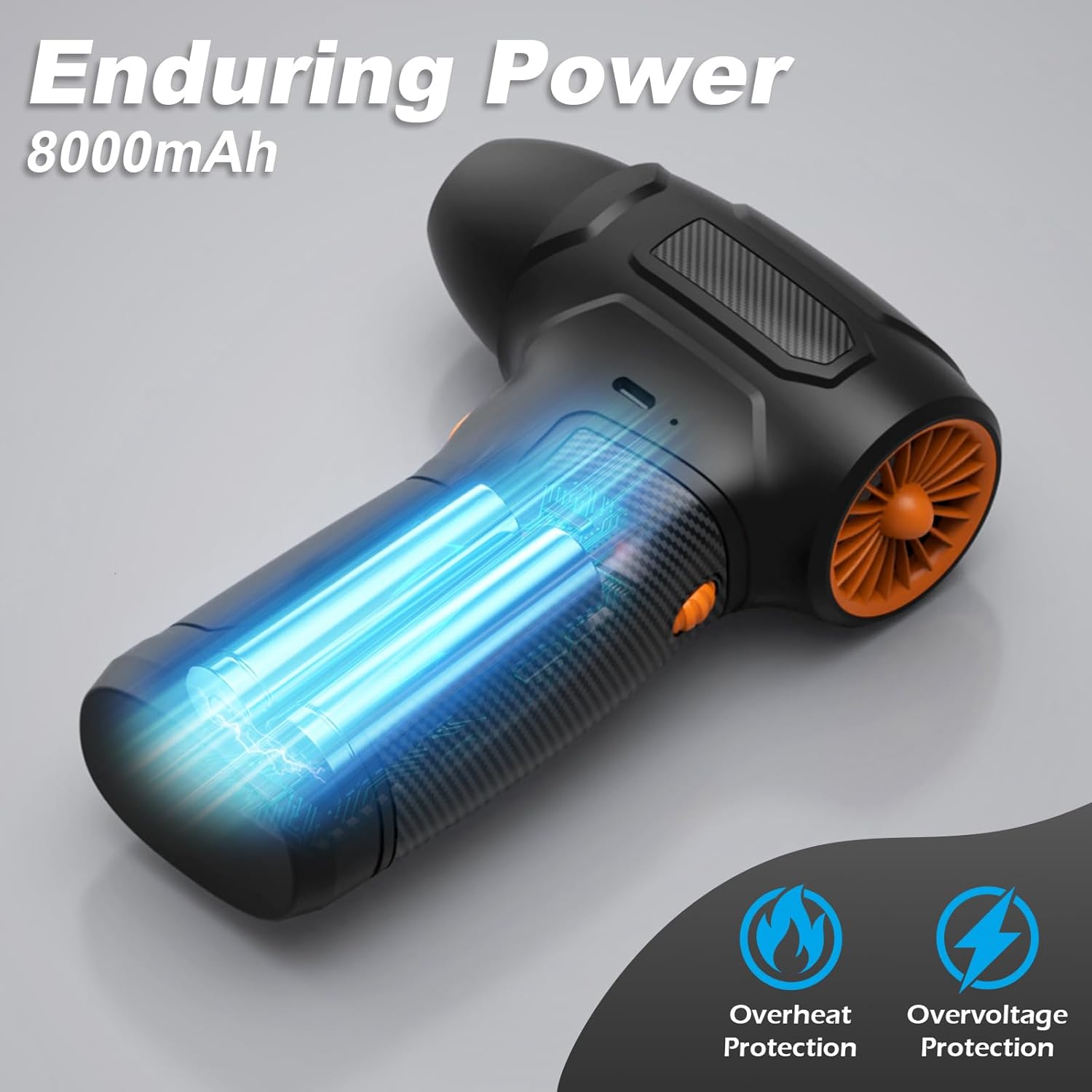 Compressed Air Duster - 200,000RPM Electric Air Duster, Canned Air Blower Alternative for PC, Keyboard, Building Toys, Campfire, Leaf, Home Cleaning (Orange)