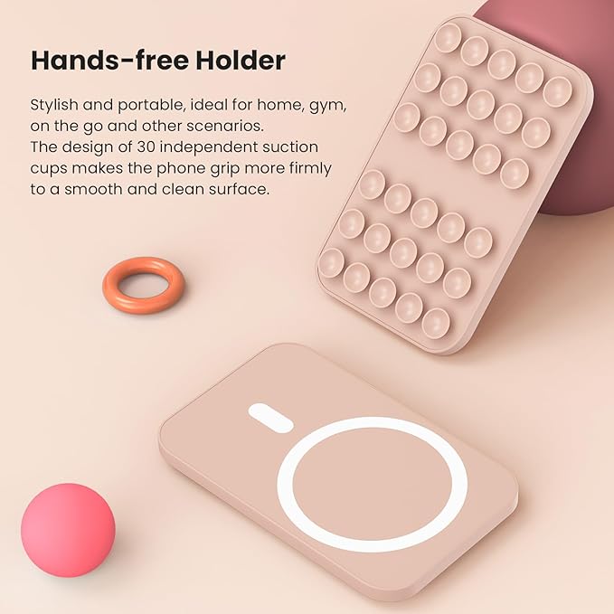 Patented Magnetic Sticky Phone Suction Grip Mount for MagSafe Case,Magnet Silicone Portable Stand Holder for iPhone 16/15/14/13/12 Series and Android, Hands-Free Selfies and Videos,Tea Milk