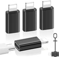 MoKo USB C to Lightning Adapter 4 Pack, Not for Audio/OTG, Lightning Male to USB C Female Adapter for iPhone 14/13/12/11/X Series, iPad/AirPods, Charging & Data Sync, with Anti-Lost Loop, Black