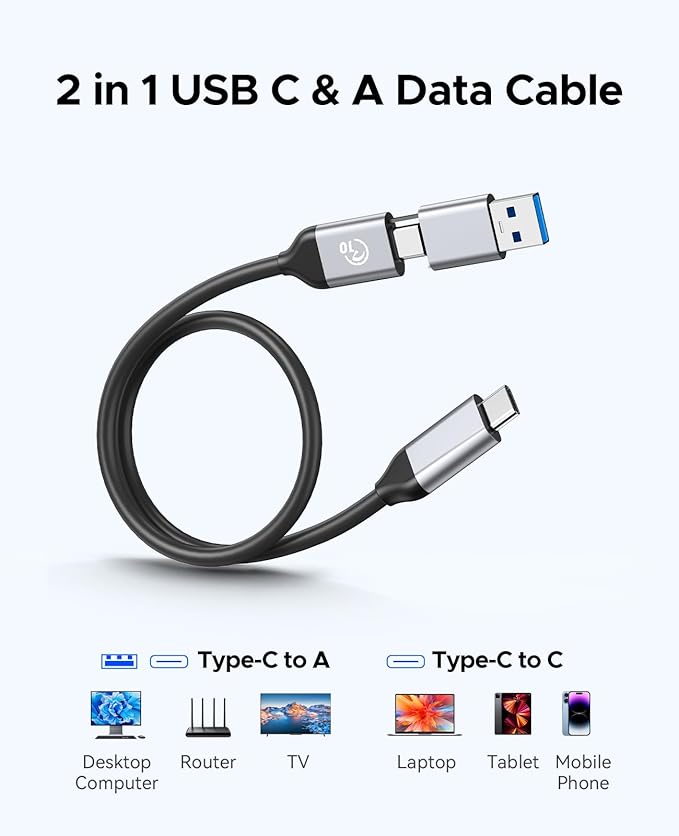 ORICO 256GB Portable SSD, Up to 1050MB/s, Compact with 2 in 1 USB C & A Cable, External Solid State Drives, Reliable Storage for USB C Smartphone, Tablet, PC - M10PRO