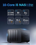 TERRAMASTER F4-424 Max NAS Storage - 4Bay Core i5 1235U 10-Cores 12-Threads, 8GB DDR5 RAM, Dual 10GbE Ports, Network Attached Storage Peak Performance for Business (Diskless)