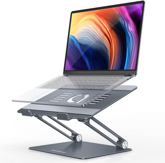 Lamicall Adjustable Laptop Stand, Portable Laptop Riser, Aluminum Laptop Stand for Desk Foldable, Ergonomic Computer Notebook Stand Holder for MacBook Air Pro, Dell XPS, HP (10-17.3'') - Grey