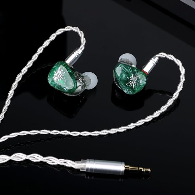 Kiwi Ears Orchestra Lite in Ear Monitor, Custom 8BA HiFi Earphone, Studio Monitor Headphone, Wired Earbuds with Detachable OFC Cable, Handcrafts Faceplate for Audiophile Musician (Green)