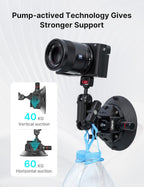 Camera Suction Cup Mount for Action Cameras - ULANZI SC-02 4.5in Pump-actived Vacuum Suction Mount w Quick Release NATO Magic Arm Car Boat Windshield Window Mount Compatible with Action Cameras
