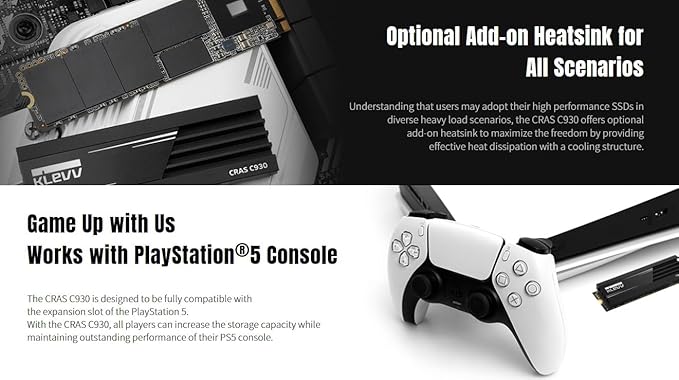 KLEVV CRAS C930 2TB M.2 2280 NVMe PCIe Gen4x4 Internal Gaming SSD Aluminium Heatsink Included, Compatible with PS5, up to 7400MB/s with DRAM Cash (K02TBM2SP0-C93)