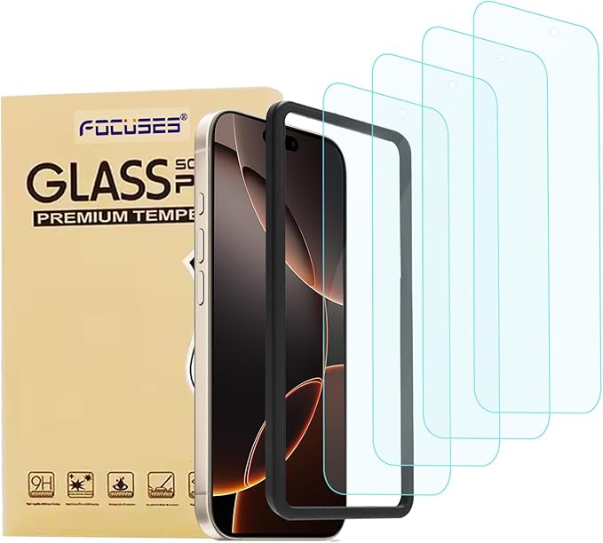 4 Pack Anti Blue Light Screen Protector for iPhone 16 Pro Max [6.9 inch] with Installation Frame,9H+ Anti Blue Light Tempered Glass, Anti-Scratch, Case Friendly