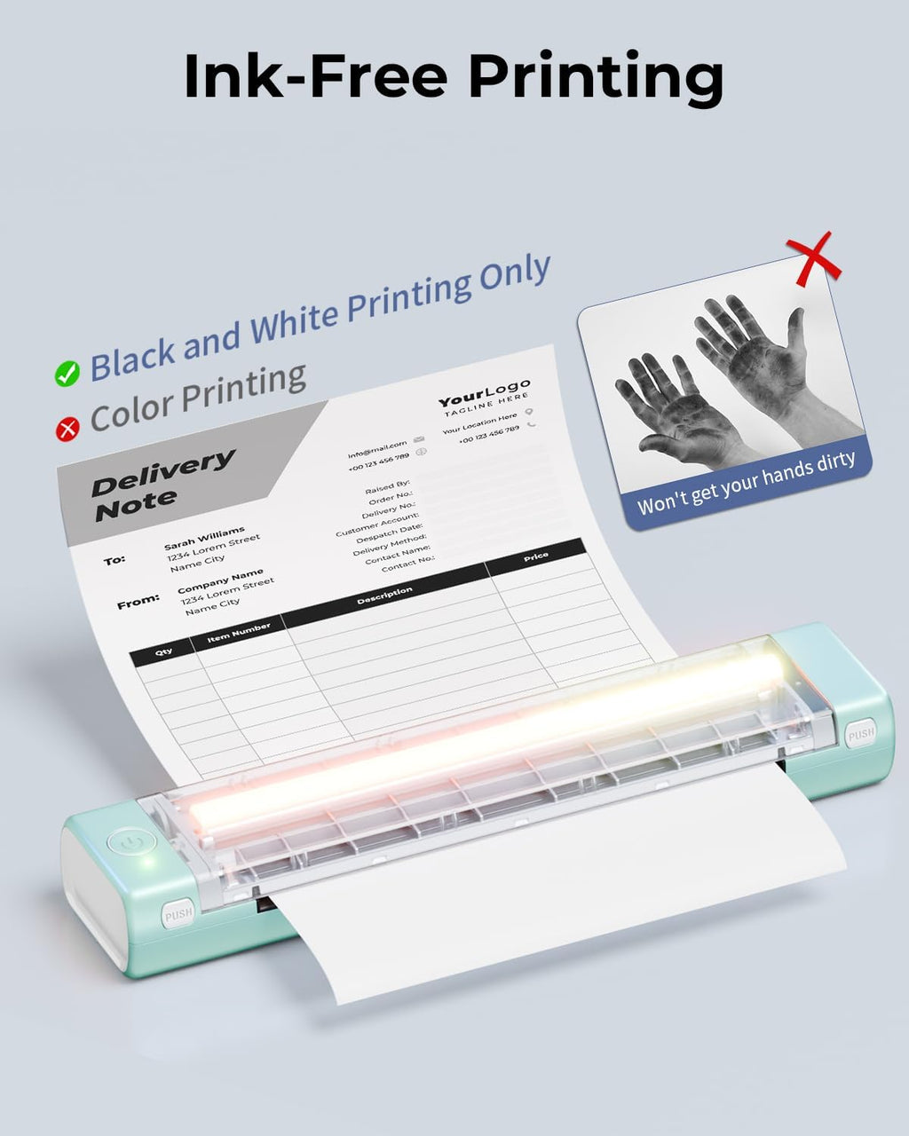 Phomemo Inkless Portable Printer for Travel - Wireless Thermal Printer Compatible with Phone & Laptop, Bluetooth Printers Supports 8.5" X 11" Letter Thermal Paper, Come with Carry Case