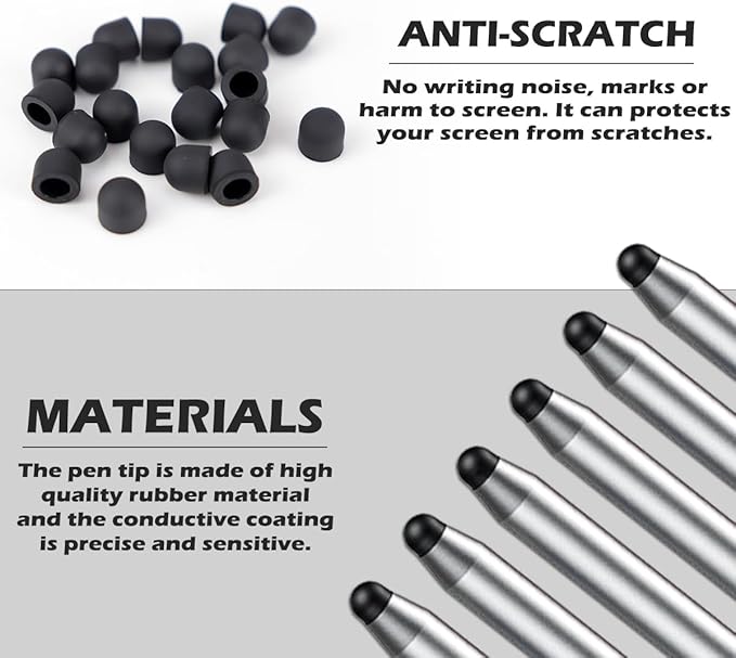 20Pcs Replacement Tips Silicone Rubber Touch Screen Pens Tips for Touch Pen (8 * 8mm)