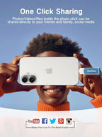 Gulloe 256GB Flash Drive Intended for iPhone, Memory Stick Storage for Photos and Videos Backup, Compatible with iPhone iPad Android PC, Plug and Play, No Application Required (Navy Blue)