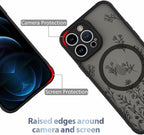 AIGOMARA Magnetic Case for iPhone 12 Pro Max [Compatible with MagSafe] Cute Black Flower Floral for Women Girls Soft TPU Bumper Hard PC Back Anti-Fall Shockproof Protective Slim Cover