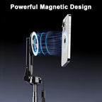 Magnetic Selfie Stick with Remote, 360° Rotation Phone Tripod, 4-in-1 Multifunctional Magnetic Phone Selfie Stick, Mini Portable Extendable Mag Tripod for Cell Phone Video Recording Trave