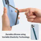 Sinjimoru Stretchable Silicone Phone Strap, Flexible and Elastic Grip Holder for iPhone & Android, Secure Phone Loops Finger Grip with Wireless Charging Support Sinji Loop Blue