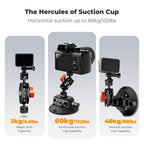 K&F CONCEPT 4.5" Suction Cup Camera Mount with Magic Arm, ARRI Style 1/4" 3/8" Threads, Quick Release Car Mount Compatible with Gopro DJI Insta360 for DSLR Action Camera Phone Video Shooting