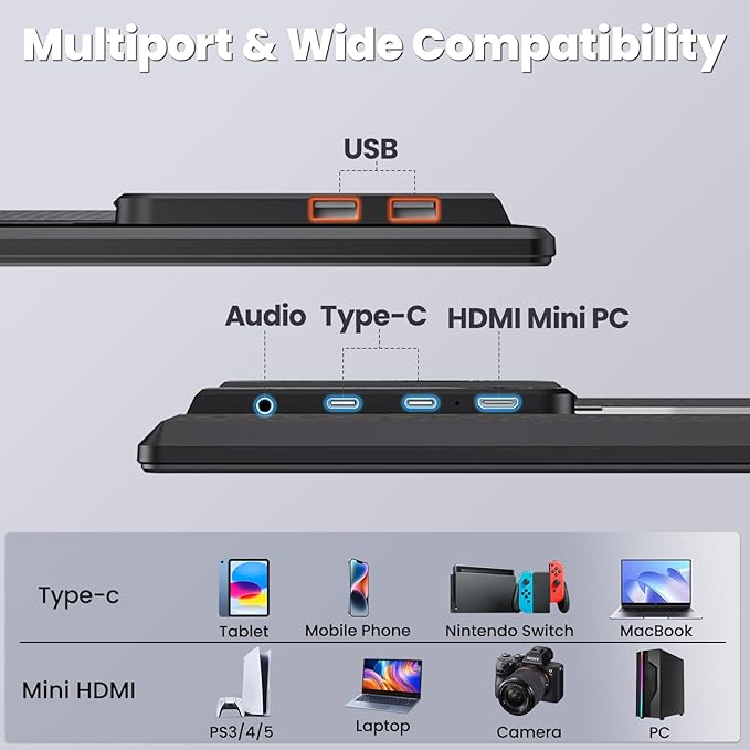 23.8” 4K Portable Monitor, UHD (3840*2160) 120% SRGB IPS FreeSync Gaming Moniter USB-C HDMI Large Work Home Office Second Monitor VESA Mountable, Adjustable Tilt & Height for Laptop, MacBook, PS4,Xbox