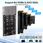 MAIWO Dual NVMe Clone SSD Enclosure, USB3.2 GEN2X2 10Gbps,Support AHCI to NVMe Clone, M.2 Duplicator Cloner for SSDs Sizes 2230/2242/2260/2280 with Indicator Light