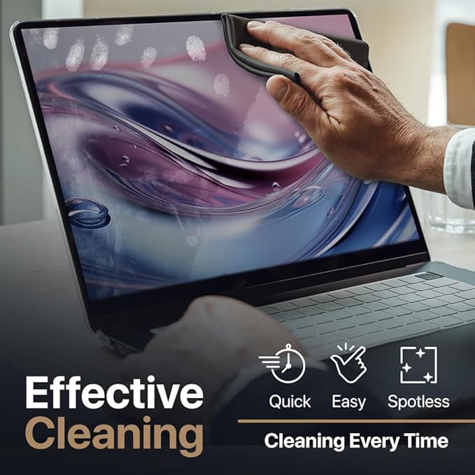 Kuzy 3 Pack Premium Microfiber Cleaning Cloth - Large Reusable Cloth for Glasses, Screens, MacBook Laptops, TVs, and Electronics - Scratch-Free, Lint-Free Cleaner, 3 Pack - Black