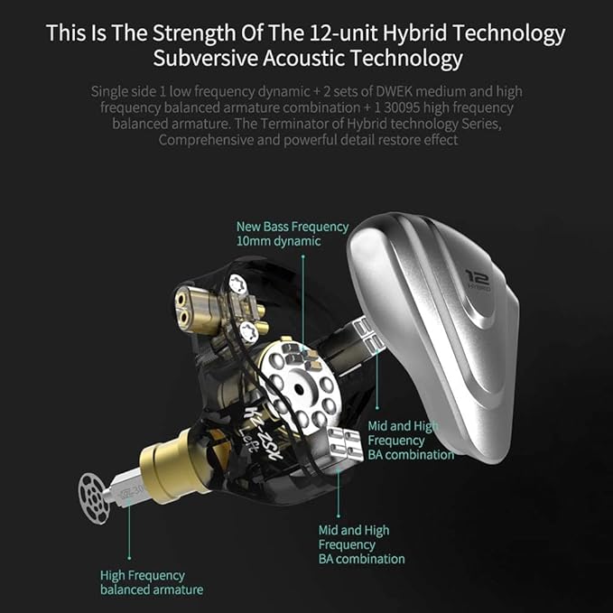 KZ Wired Earbuds ZSX in-Ear Headphones with Dynamic Crystal-Clear Sound and Ergonomic Custom-Fit Earpieces (S/M/L), 3.5mm Jack for Phones and Laptops(with Mic,Cyan)