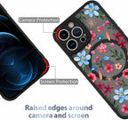 AIGOMARA Magnetic Case for iPhone 12 Pro [Compatible with MagSafe] Cute Pink Blue Flower Floral Pattern Soft TPU Bumper Hard PC Back Anti-Fall Shockproof Protective Slim Cover for Women Girls