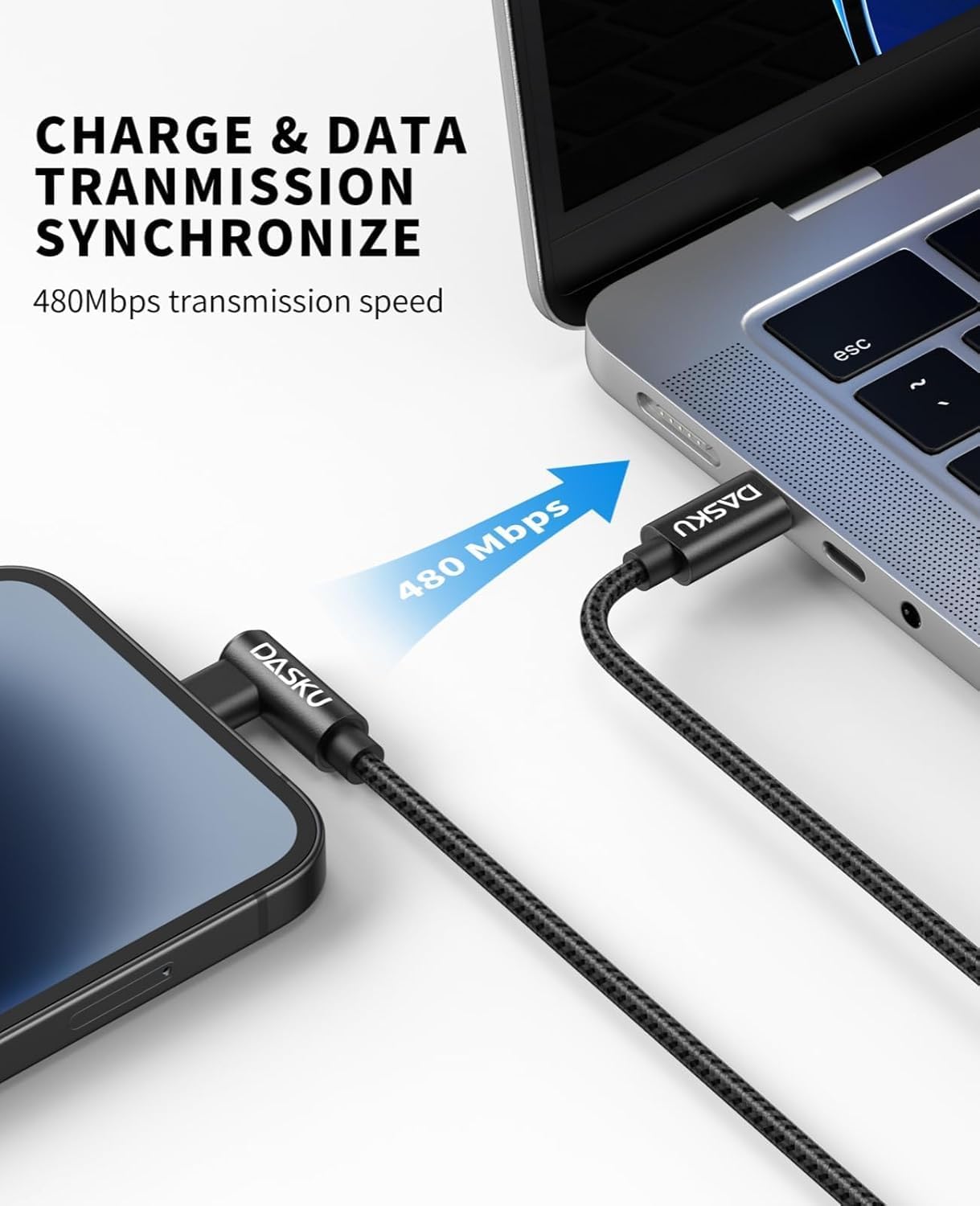 USB C to USB C Cable 2 Pack 90 Degree 60W, Right Angle Type C Fast Charging Cord, 10FT Braided Long Charger Cable for iPhone17/16/15, iPad, Samsung Galaxy, Google Pixel,