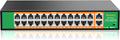 24 Port PoE Switch with 2 Gigabit Ethernet Uplink Port, Support IEEE802.3af/at, 400W High Power, Fanless, Plug and Play Unmanaged, Rackmount Ethernet Switch