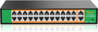 24 Port PoE Switch with 2 Gigabit Ethernet Uplink Port, Support IEEE802.3af/at, 400W High Power, Fanless, Plug and Play Unmanaged, Rackmount Ethernet Switch