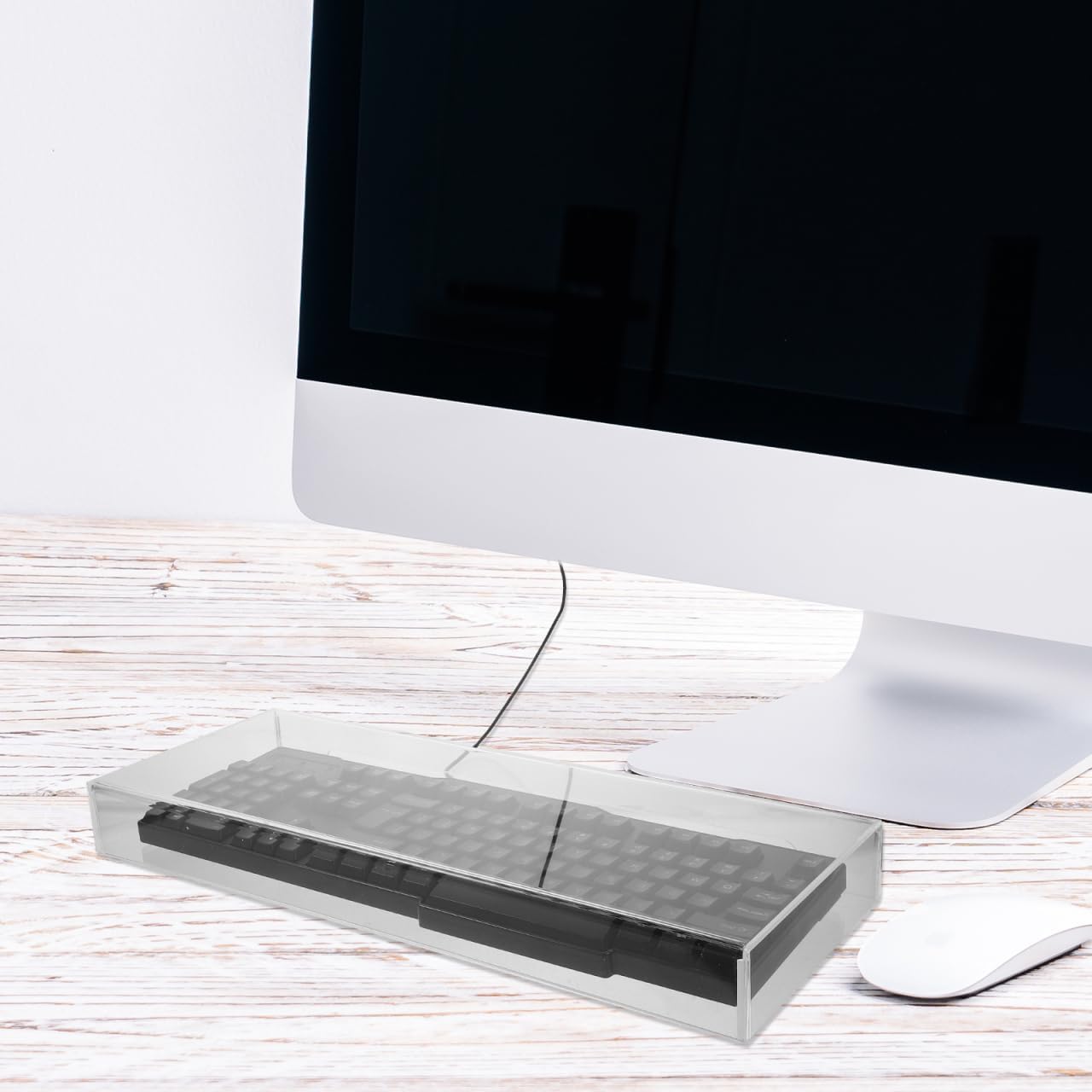 DOITOOL Acrylic Keyboard Cover Transparent Case: Mechanical Keyboard Protective Cover Desktop Cat Protector Computer Accessories - 18.6 X 5.9x 1.9inch