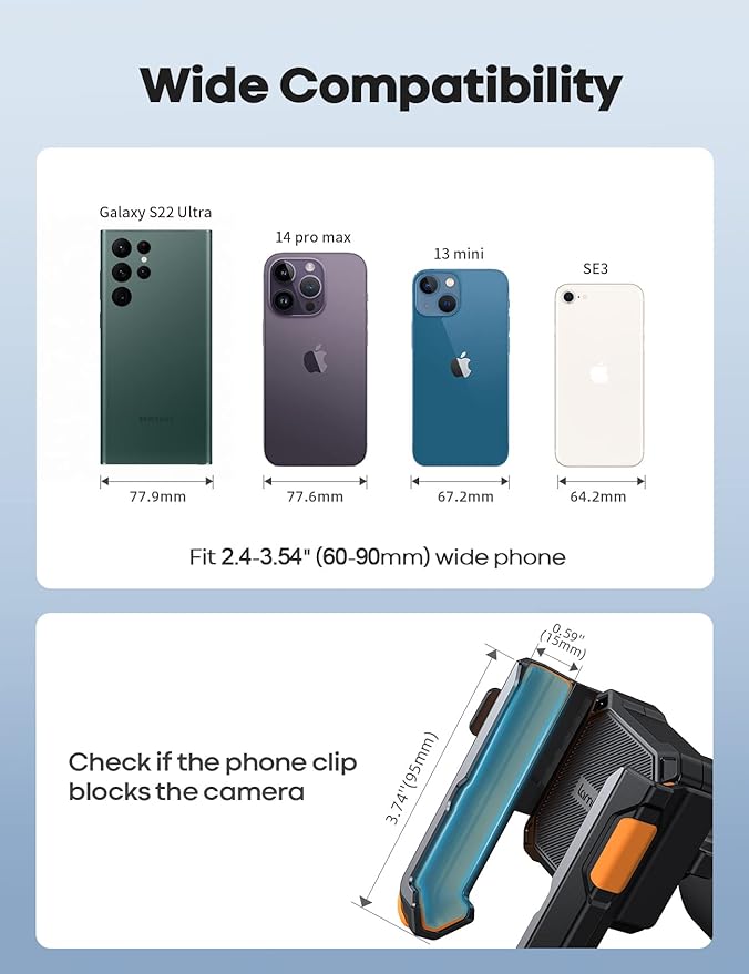 Lamicall Motorcycle Phone Mount Holder - [Camera Friendly] [1s Lock] Bike Phone Holder Handlebar Clamp, Bicycle Scooter Phone Clip, for iPhone 16 Pro Max, 15 14 13, Galaxy, 4.7-7" Phones, Orange