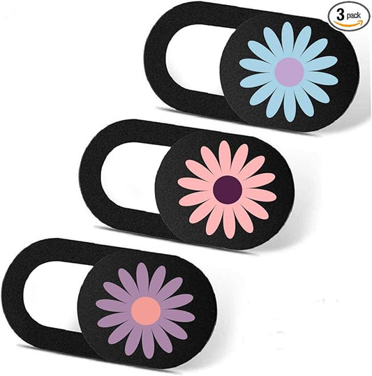 Laptop Camera Cover Slide 3 Pack Ultra Thin Slide Laptop Camera Cover for Echo Show, Computer, Tablet, Mac Air, Chromebook, PC - Daisy New (Patent Pending)
