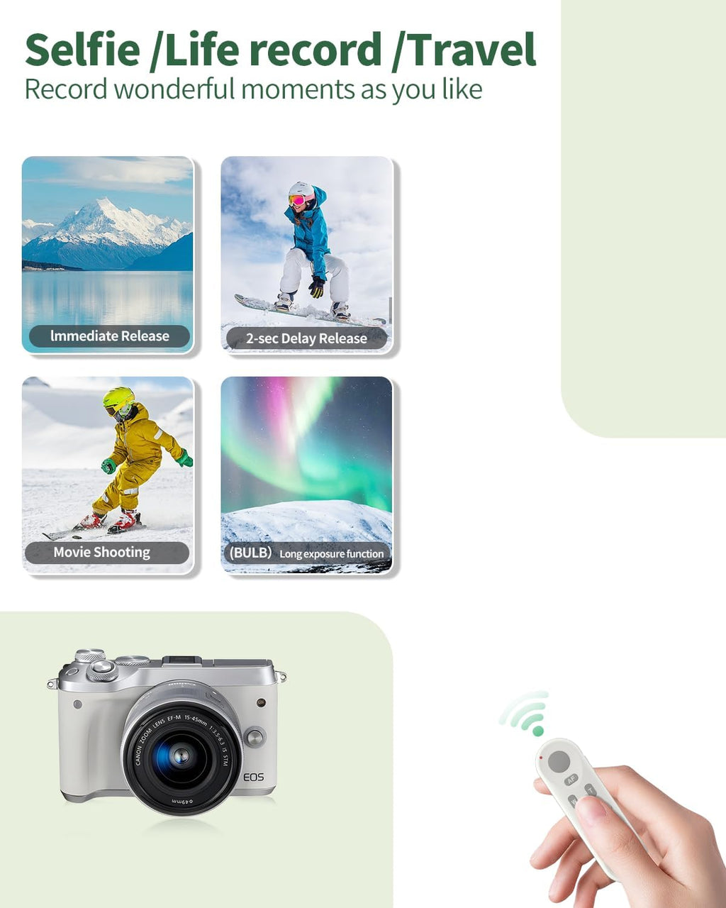 Camera Remote Control for Canon - Aodelan Wireless Shutter Release Trigger for R3/ R10/ M50/ EOS M6 Mark II/R/RP /90D /6D Mark II /R5/T7i /G5 X Mark II /G7 X Mark III; Replaces Canon BR-E1