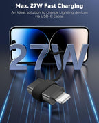 MoKo USB C to Lightning Adapter, Not for Audio/OTG, Lightning Male to USB C Female Adapter for iPhone 14/13/12/11/X Series, iPad/AirPods, Support Charging & Data Sync, with Anti-Lost Loop, Black