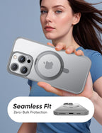 MAGIC JOHN 360° Rotatable Magnetic Invisible Stand for iPhone 15 Pro Max Case [Anti-Slip Grip] [Compatible with MagSafe] 16FT Shockproof for iPhone 15 Pro Max Case with Kickstand, Gray