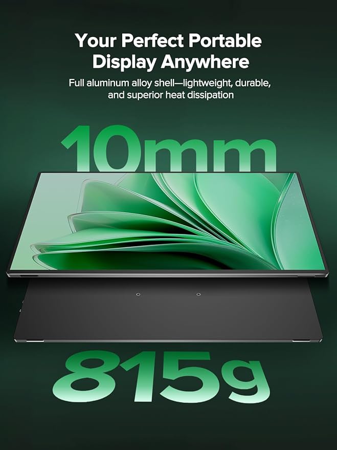 Newsoul 4K Portable Monitor, 3840 * 2400 UHD 16" Gaming Monitor 1200Nits 1500:1 100% sRGB IPS FreeSync Laptop Monitor with VESA & Cover Built-in USB-C HDMI Portable Screen for Phone Game Console